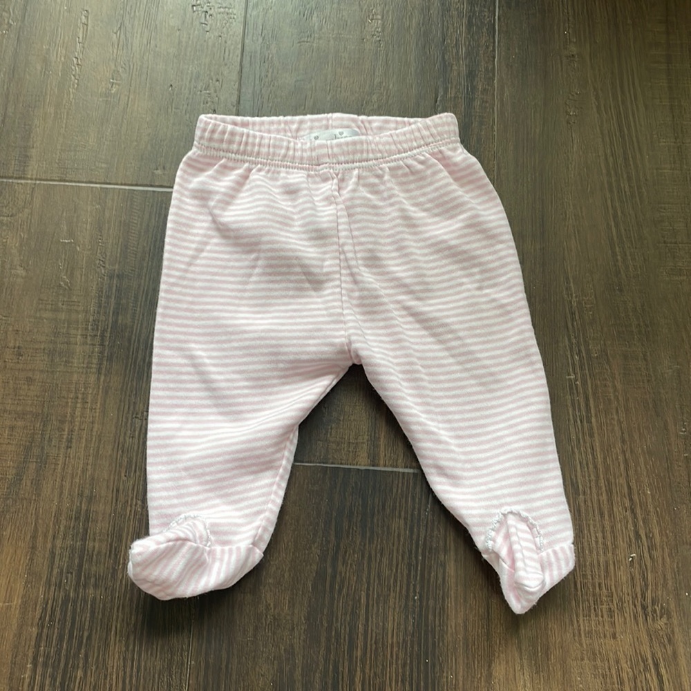 Kissy Kissy premie pink and white striped footed pants